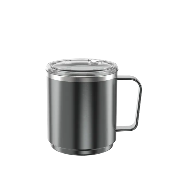 Brushed steel travel mug with sip lid
